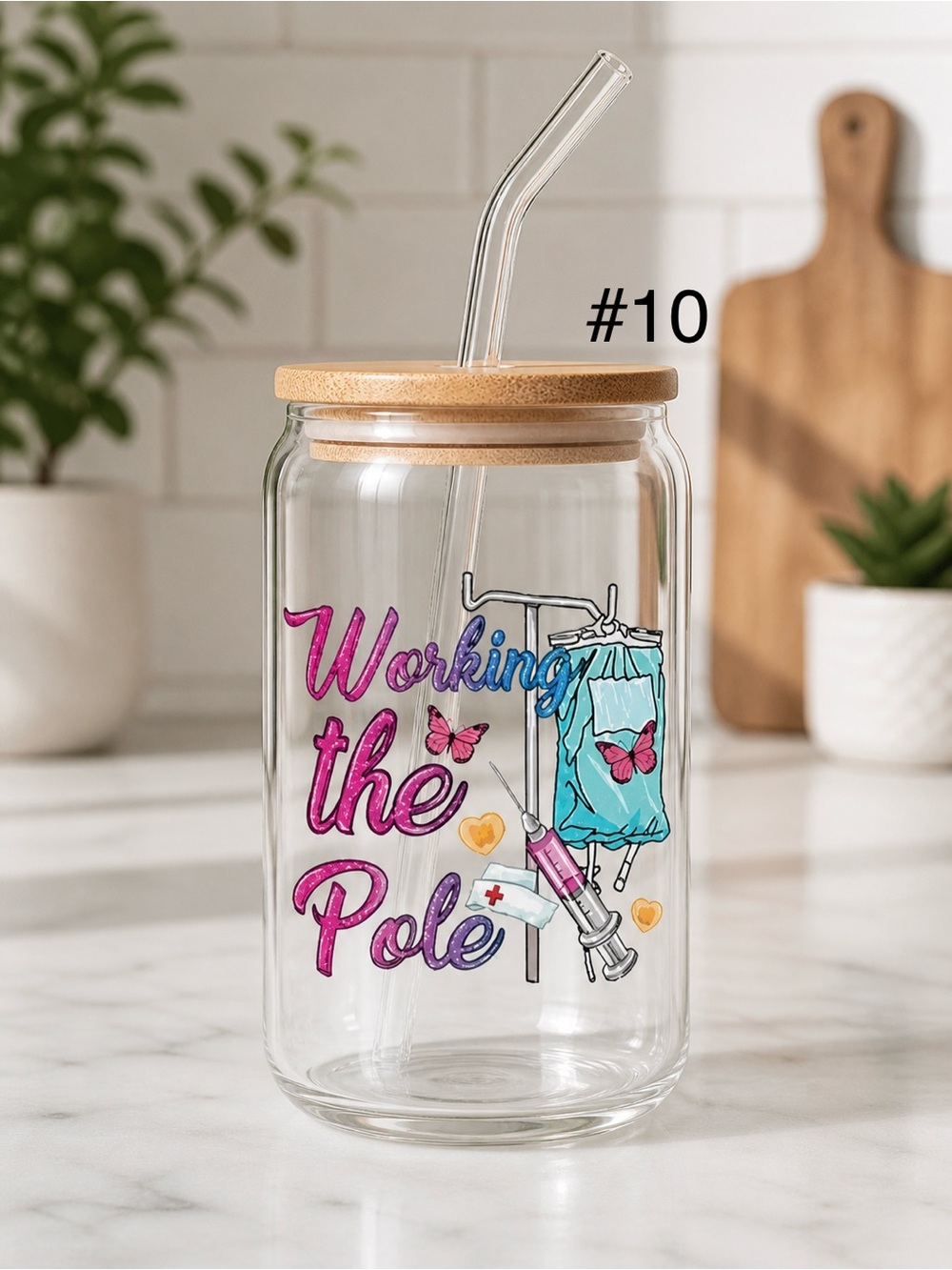 Buy Now* nurse 16 ounce tumbler with bamboo lid and straw - Picture 10 of 15